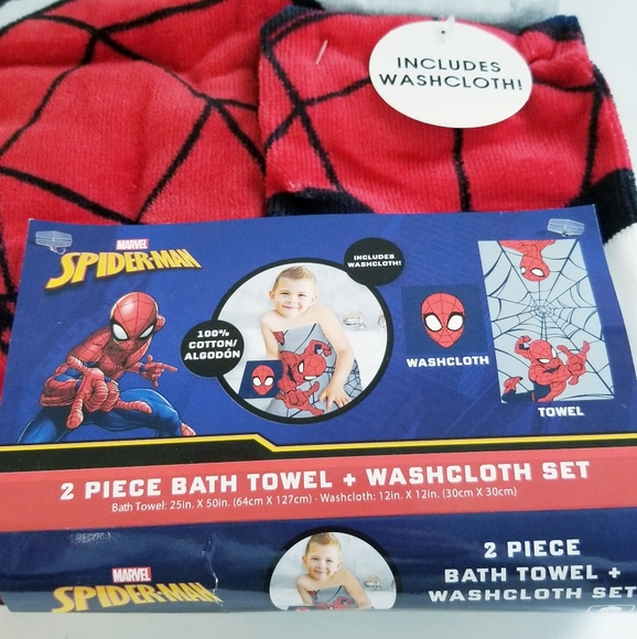 Marvel Other - NEW Marvel Spiderman 2-Piece Bath Towel & Washcloth Set